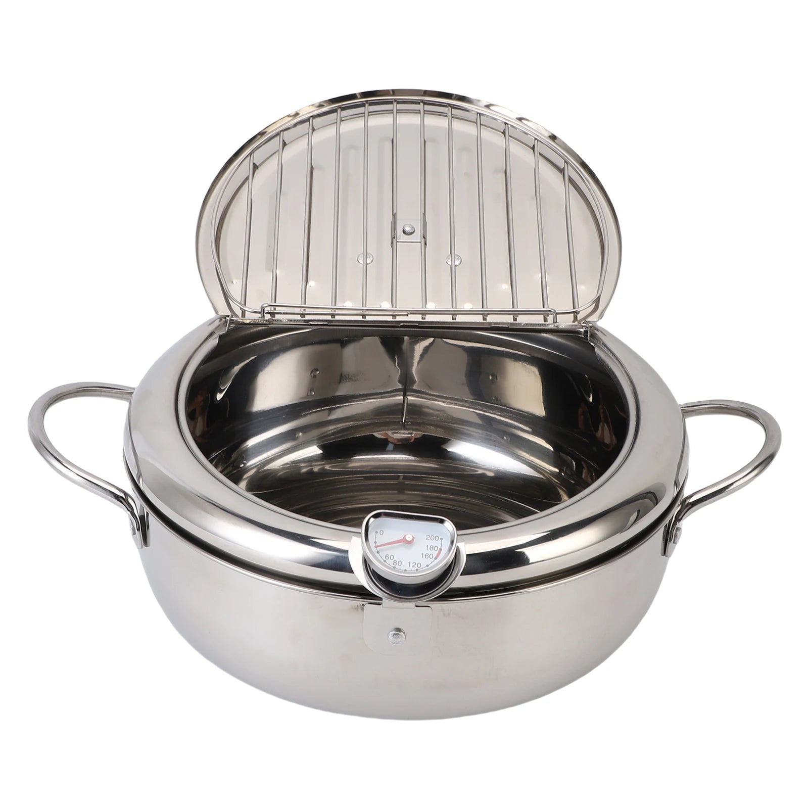 Frying Pot Japanese Deep Fryer Pot Stainless Steel with Oil Drain Temperature Control and Lid for Kitchen Stove Induction Cooker