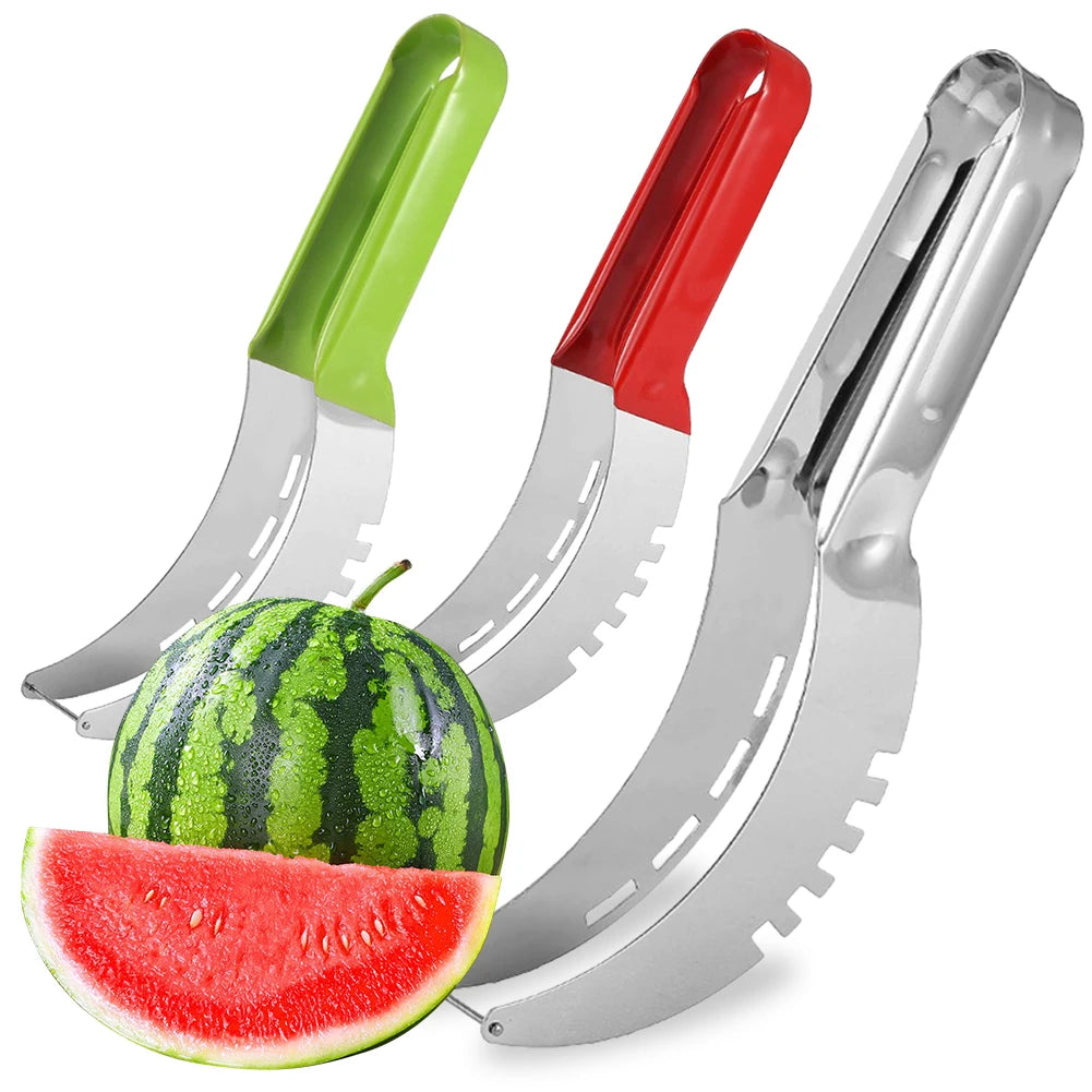 Stainless Steel Watermelon Slicer with Non-Slip Handle Fruit Divider Melon Fruit Slicer Kitchen Gadgets for Pineapple Cantaloupe