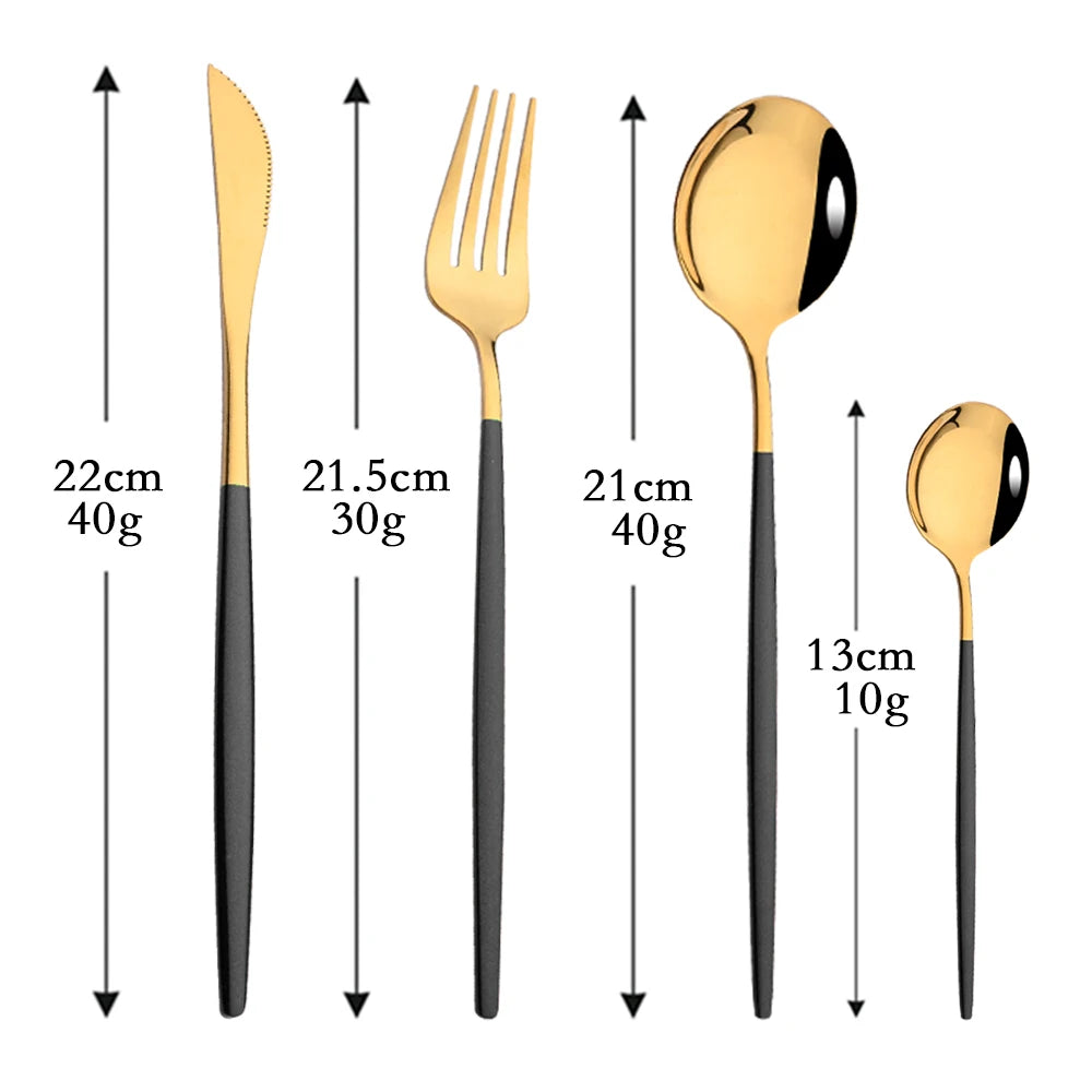 Mirror Rose Gold Flatware Cutlery Set Sainless Steel Home Dinnerware Party Fork Spoon Dessert Knife Kitchen Dinner Tableware Set