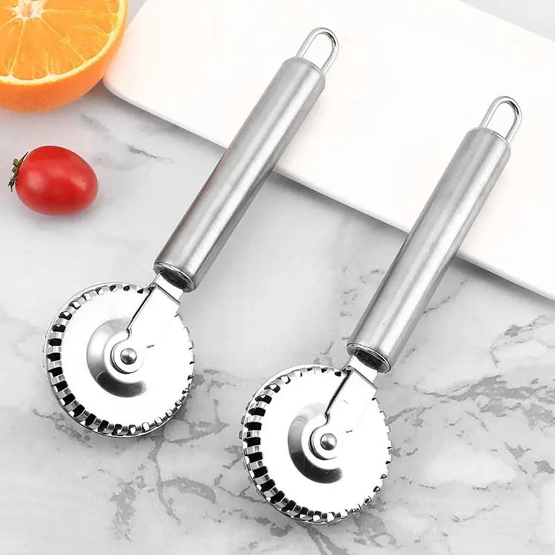 Kitchen Dough Cutting Tool Dumpling Cutter Wheel Stainless Steel Pastry Wheel Non-Corrosive Kitchen Cutter Delicate Fluted Edge