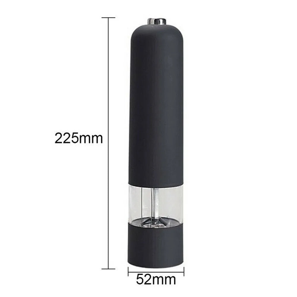 Black Electric Automatic Salt and Pepper Grinder Spices Mill Kitchen Tool Battery Operated Adjustable Coarseness with LED Light