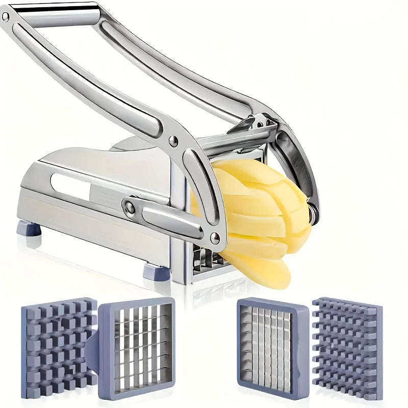 1pc stainless steel french fry cutting machine - manual vegetable slicer with replaceable blades, used for potatoes and carrots
