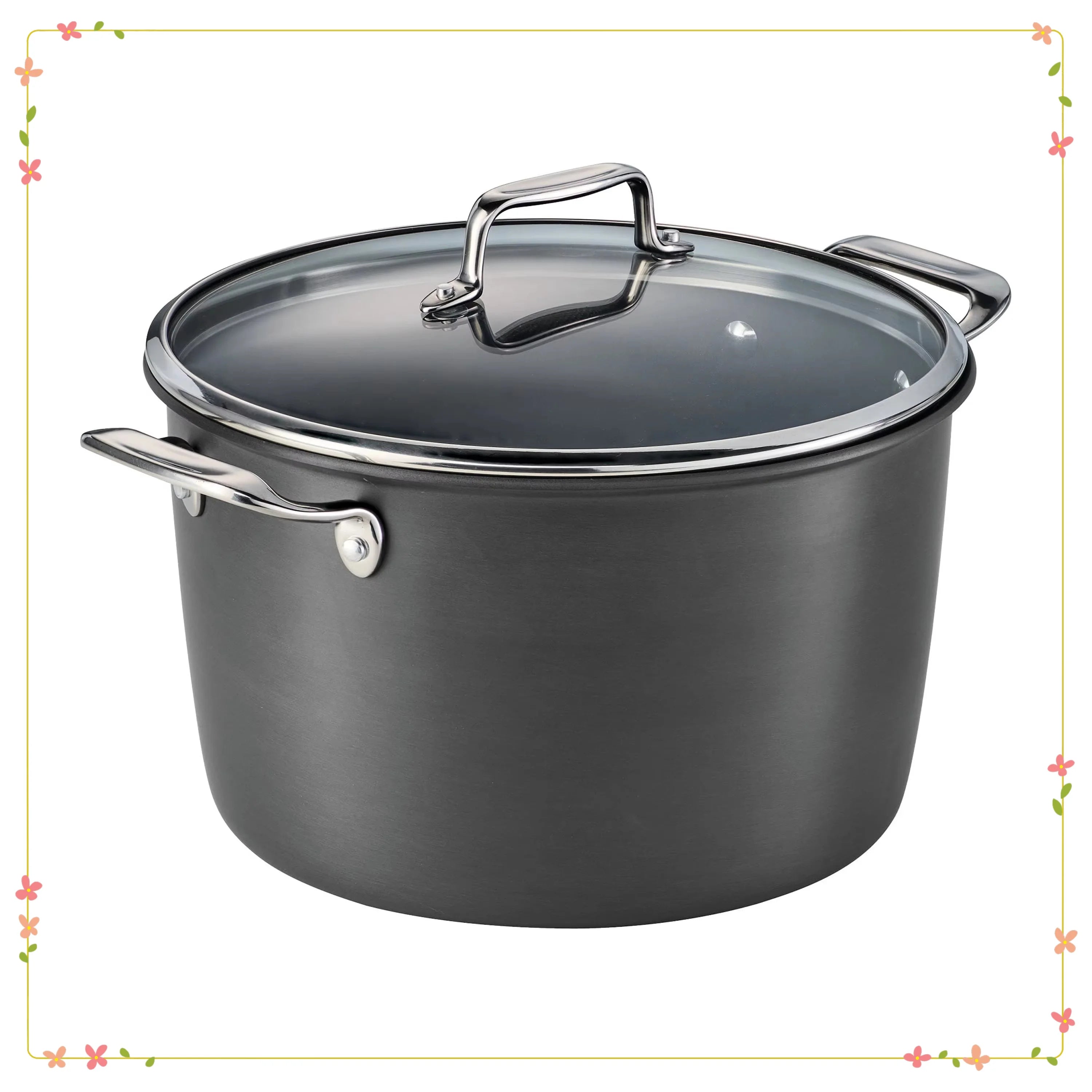 8 Quart Hard Anodized Aluminum Nonstick Stock Pot, Gourmet Cooking Pot for Soups, Pasta, Stews & Large Batches
