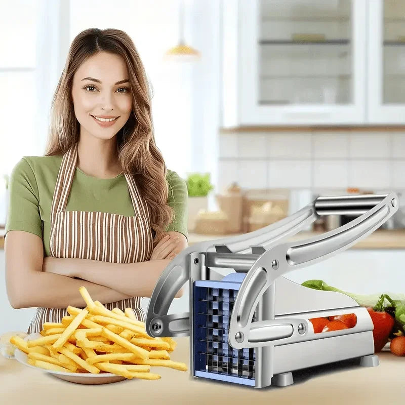 1pc stainless steel french fry cutting machine - manual vegetable slicer with replaceable blades, used for potatoes and carrots