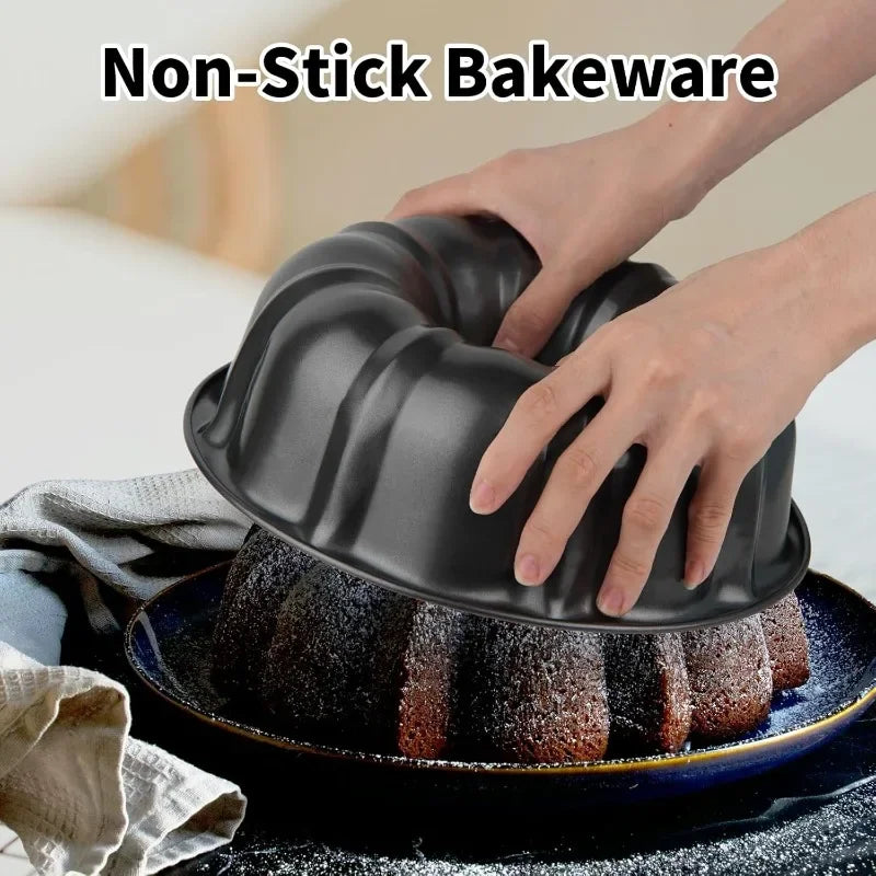 9.5" Non-stick Cake Pan, Heavy Duty Carbon Steel Fluted Tube Round Baking Pan,Buntz Pound Cake Pan Mold,Tube Bakeware