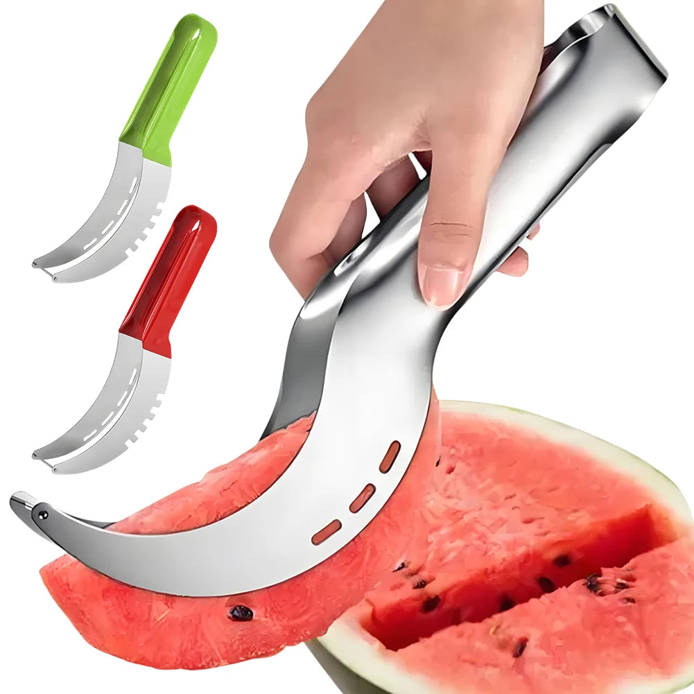 Stainless Steel Safe Efficient Watermelon Slicer Server with Non-Slip Handle Fruit Divider Watermelon Slicer Cutter Fruit Tools