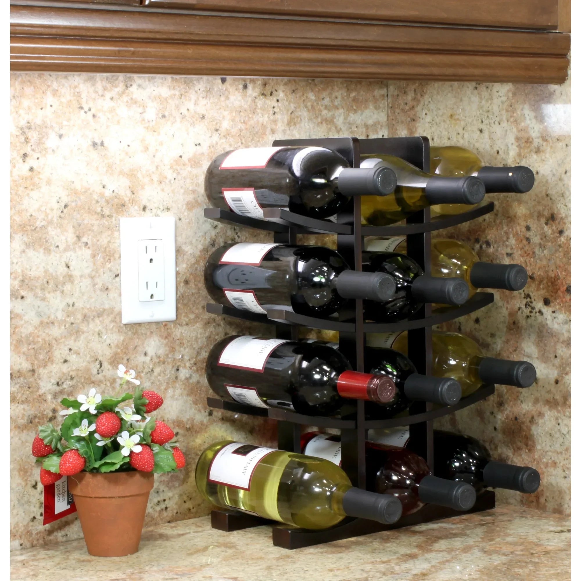 12-Bottle Bamboo Wine Rack - Space Saving Durable Natural Wood - Perfect for Kitchen Bar Dining Room & Home Decor