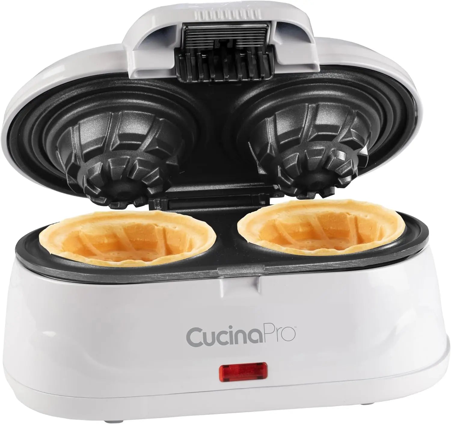 Double Waffle Bowl Maker- Make two 4″ Ice Cream Cone Bowls at Once in Just Mins- Holiday Dessert Appliance for Yogurt Fruit Snac