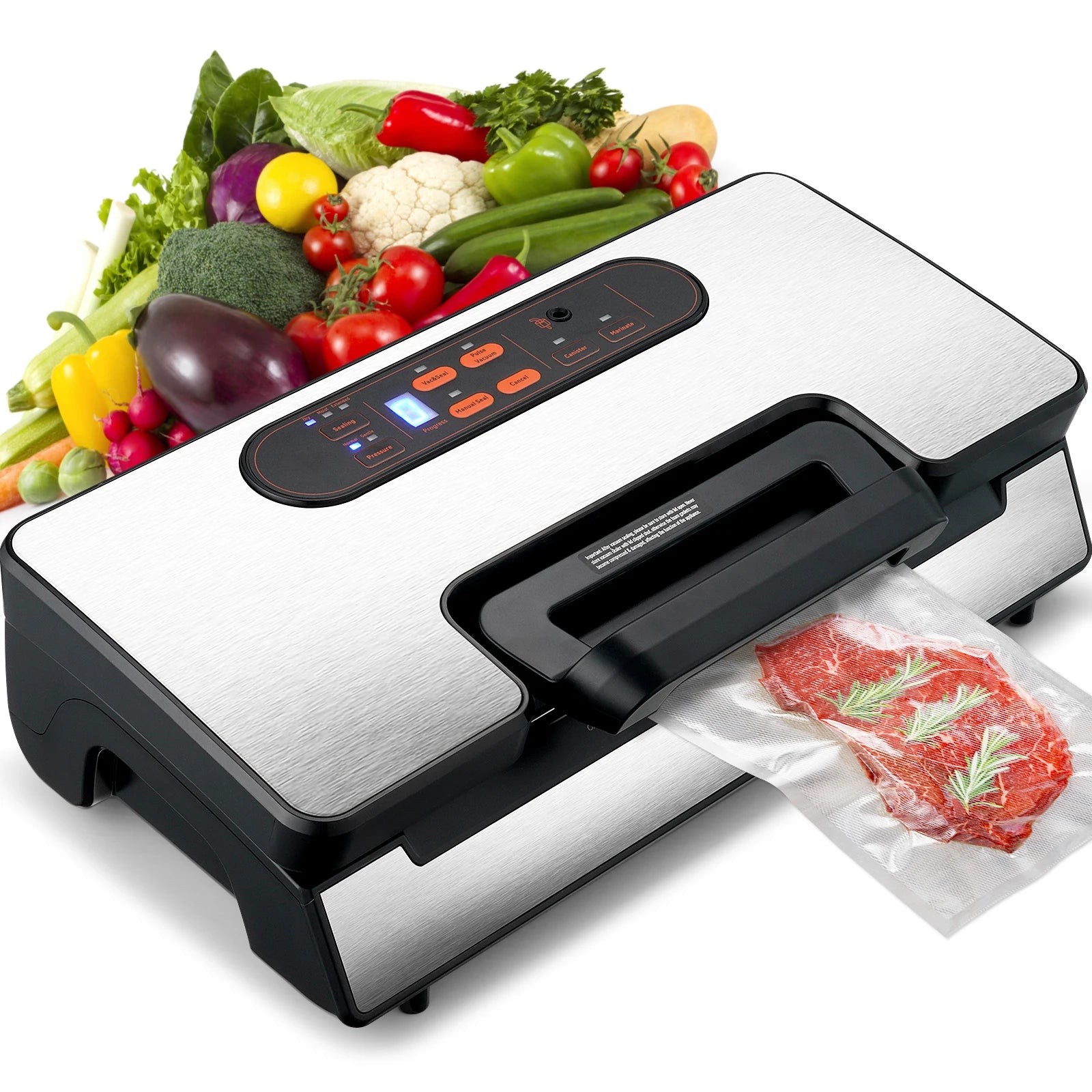 SucceBuy 90Kpa 130W Vacuum Sealer Food Packaging Machine with Free 10pcs Vacuum bags for Household Kitchen Vacuum Food Sealing