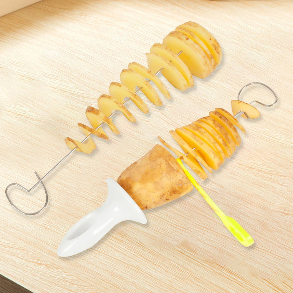 Spiral Potato Cutter with 4 Stainless Steel Sticks Tornado Potato Slicer Manual Twisted Potato Slicer Kitchen Gadgets